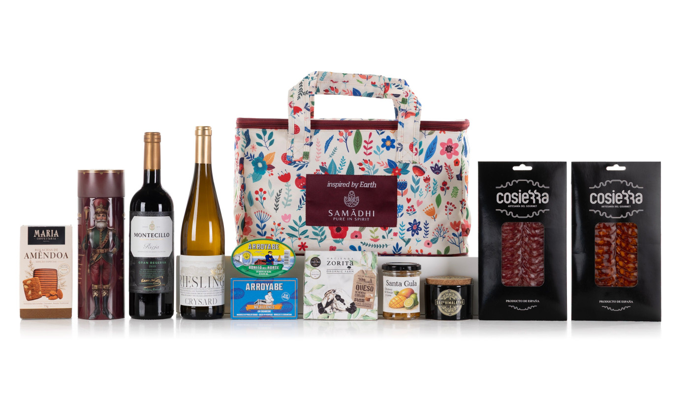 Cesta Samadhi Flores A | Gourmet con Ibéricos y Vino